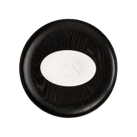 295844 Denise Mcgaha 12in. Wood/Plaster Toro Framed Intaglio I with Black/Matte White Finish