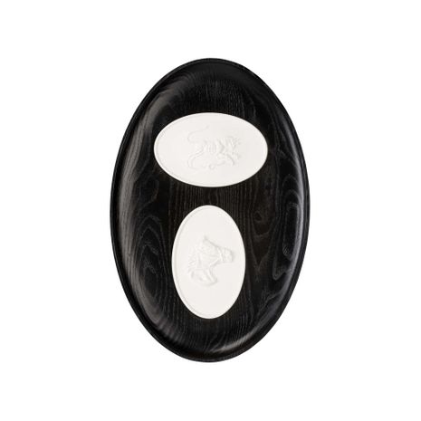 295845 Denise Mcgaha 18in. Wood/Plaster Toro Framed Intaglios II with Black/Matte White Finish