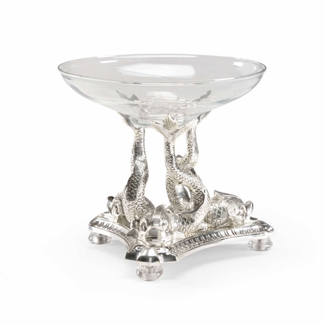296101 Wildwood Lamps Dolphins Tripod Bowl