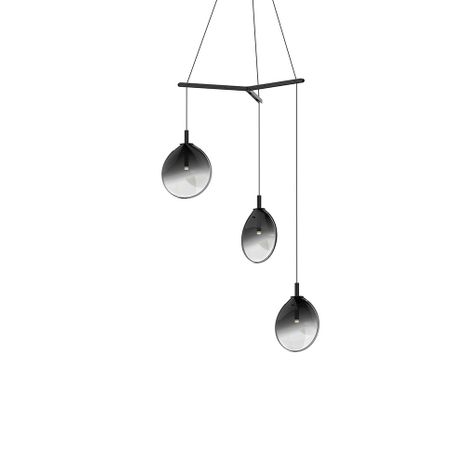 2995.25K-SML Sonneman Cantina Multi-forms Small 3-Light Tri-Spreader LED Pendant with Satin Black Finish