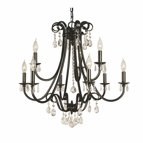 F-2999 Framburg 9-Light Brushed Nickel Liebestraum Dining Chandelier