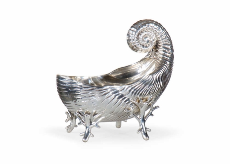 300122 Wildwood Cast Solid Brass Antique Silver Plate Shell Dish