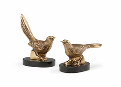 300301 Wildwood 6in. Cast Brass Plinthed Birds (Pr) with Antique Patina/Natural Black Finish