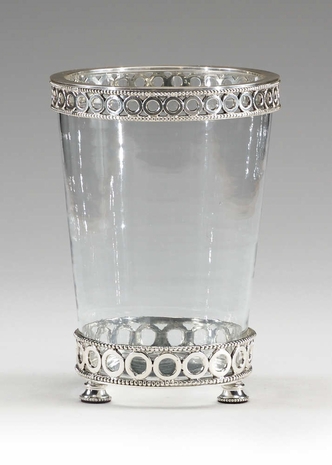 300306 Wildwood Lamps Medium Flower Vase in Solid Brass With Antique Silver Plate