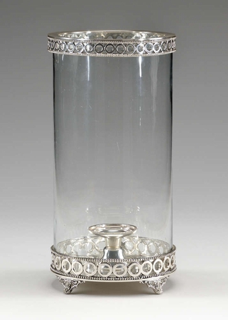 300310 Wildwood Lamps Hurricane Candleholder in Solid Brass With Antique Silver Plate