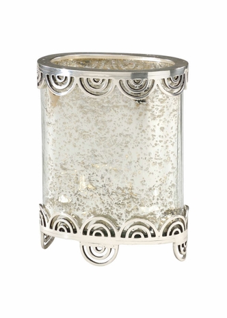 300471 Wildwood Lamps Silvered Glass Flower Vase