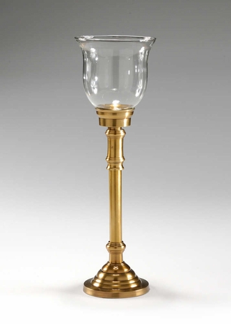 300481 Wildwood Lamps Tall Hurricane Candlestick in Antique Glass