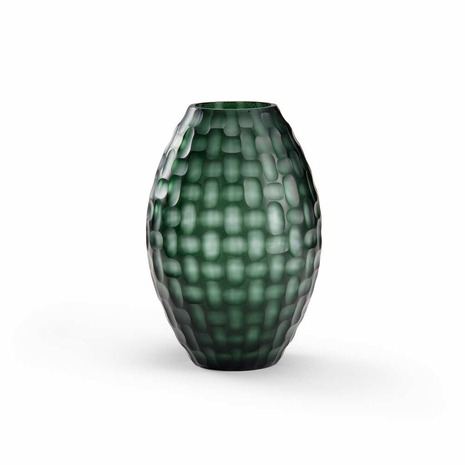 300801 Wildwood Glass Web Cut/Ocean Greenish Blue Basket Weave Vase