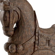 300984 Wildwood Dark Antique Finish - Hand Carved Wood Silver Leaf Flecked Dynasty Horse (Lg)