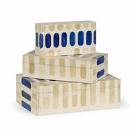 301315 Wildwood 4in. Composite/Bone Mozart Boxes (S3) with Inlaid/White/Beige/Blue Finish