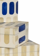 301315 Wildwood 4in. Composite/Bone Mozart Boxes (S3) with Inlaid/White/Beige/Blue Finish