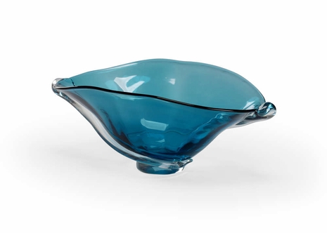 301408 Wildwood Glass Blue/Clear Blue Swirl Bowl
