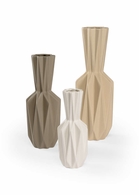 301419 Wildwood 20in. Ceramic Lerdorf Vase - Set of 3 with White/Charcoal/Tan Glaze Finish