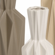 301419 Wildwood 20in. Ceramic Lerdorf Vase - Set of 3 with White/Charcoal/Tan Glaze Finish