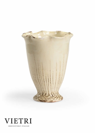 301450 Wildwood Lamps VIETRI Ceramic Cream Glaze Fish Net Vase - Cream