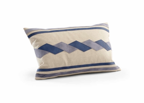 301529 Wildwood Linen/Suede Natural/Blue/Grey Santa Clara Pillow