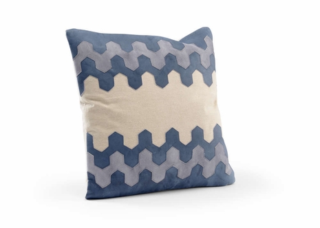 301530 Wildwood Linen/Suede Natural/Blue/Grey Santa Fe Pillow