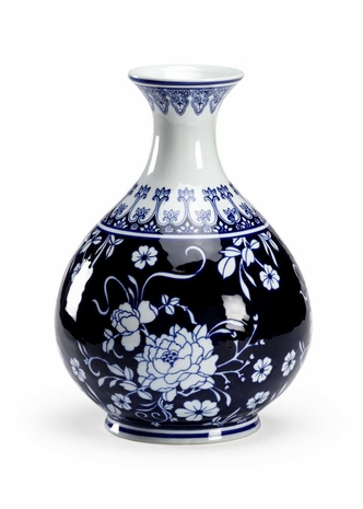 301591 Wildwood Porcelain Blue/White Glaze St. Claire Vase