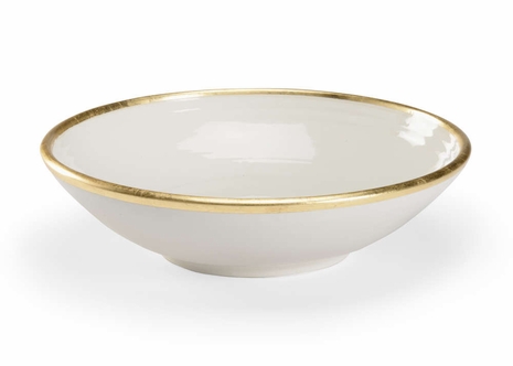 301670 Wildwood 4in. Ceramic Melchio Bowl with Cream Glaze/Gold Leaf Finish