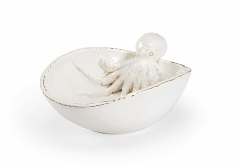 301694 Wildwood Ceramic White Glaze Octopus Garden Bowl - White
