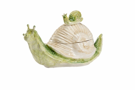 301700 Wildwood Ceramic Antique White/Green Glaze Lumaca Snail