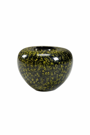 301707 Wildwood Ceramic Hand Colored/Lacquer Oval Jar - Yellow