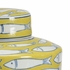301719 Wildwood Ceramic Mustard/White/Blue Glaze Fish Tail Canister (Lg)