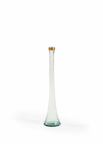 301755 Wildwood Glass/Metal Clear/Antique Gold Leaf Twisted Vase - Gold (Sm)