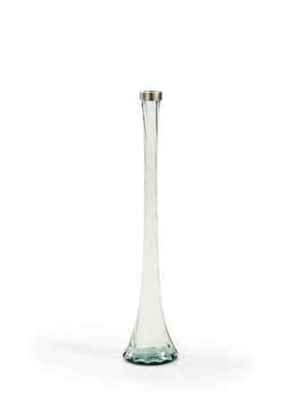 301756 Wildwood Glass/Metal Clear/Antique Silver Leaf Twisted Vase - Silver (Med)