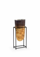 301817 Wildwood 17in. Iron Ouray Glass Vase with Sunset Ombre/Black Finish