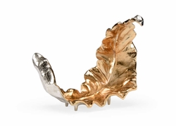 301827 Wildwood 14in. Aluminum Lush Leaf Sculpture (Med) with Antique Gold/Polished Nickel Finish