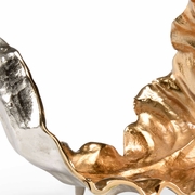 301827 Wildwood 14in. Aluminum Lush Leaf Sculpture (Med) with Antique Gold/Polished Nickel Finish