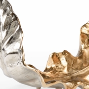 301828 Wildwood 15in. Aluminum Lush Leaf Sculpture (Lg) with Antique Gold/Polished Nickel Finish