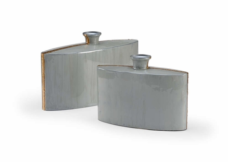 301935 Wildwood Iron Gray/Gold Enamel Golden Edge Vases (S2)