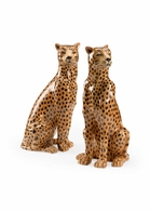 301961 Wildwood 24in. Ceramic Wild Kats (Pair) with Brown/Black Glaze Finish