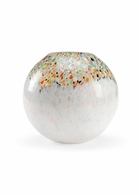 301962 Wildwood 9in. Glass Dottie Vase with Multi Color/White Finish