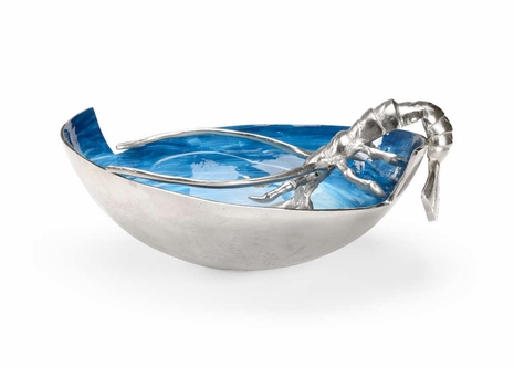 301974 Wildwood Aluminum Nickel/Blue/White Enamel Blue Lobster Bowl