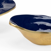 302013 Wildwood 4.5in. Aluminum/Enamel Waving Edge Blue Bowls (S2) with Metallic Gold/Navy Finish