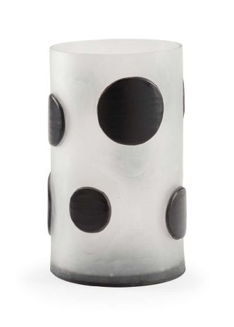 302071 Wildwood 12in. Glass Dali Dot Vase with Frosted/Black Finish