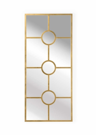 302156 Wildwood 54in. Steel Wallis Wall Mirror - Gold with Gold Leaf/Plain Finish