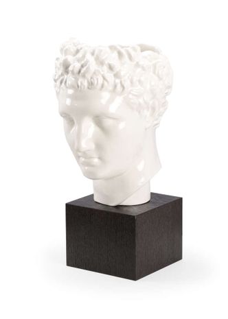 302189 Wildwood 18.5in. Ceramic Hermes Vase with White Glaze/Black Finish