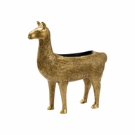 302217 Wildwood 17in. Aluminum Drama Llama Planter with Antique Brass Finish