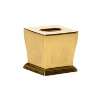 302270 Wildwood 6in. Aluminum Waved Edge Tissue Box - Brass with Polished Brass Finish