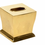 302270 Wildwood 6in. Aluminum Waved Edge Tissue Box - Brass with Polished Brass Finish