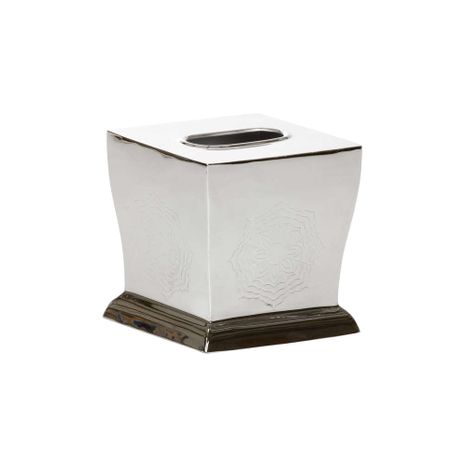 302271 Wildwood 6in. Aluminum Waved Edge Tissue Box - Nickel with Polished Nickel Finish