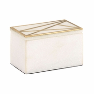302285 Wildwood 3in. Metal Genesis Marble Box (Sm) with Natural White/Antique Gold Finish