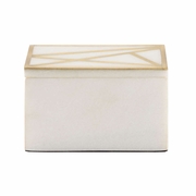 302285 Wildwood 3in. Metal Genesis Marble Box (Sm) with Natural White/Antique Gold Finish