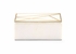 302286 Wildwood 3in. Alabaster/Metal Genesis Marble Box (Lg) with Natural White/Antique Gold Finish