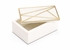302286 Wildwood 3in. Alabaster/Metal Genesis Marble Box (Lg) with Natural White/Antique Gold Finish