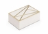302286 Wildwood 3in. Alabaster/Metal Genesis Marble Box (Lg) with Natural White/Antique Gold Finish